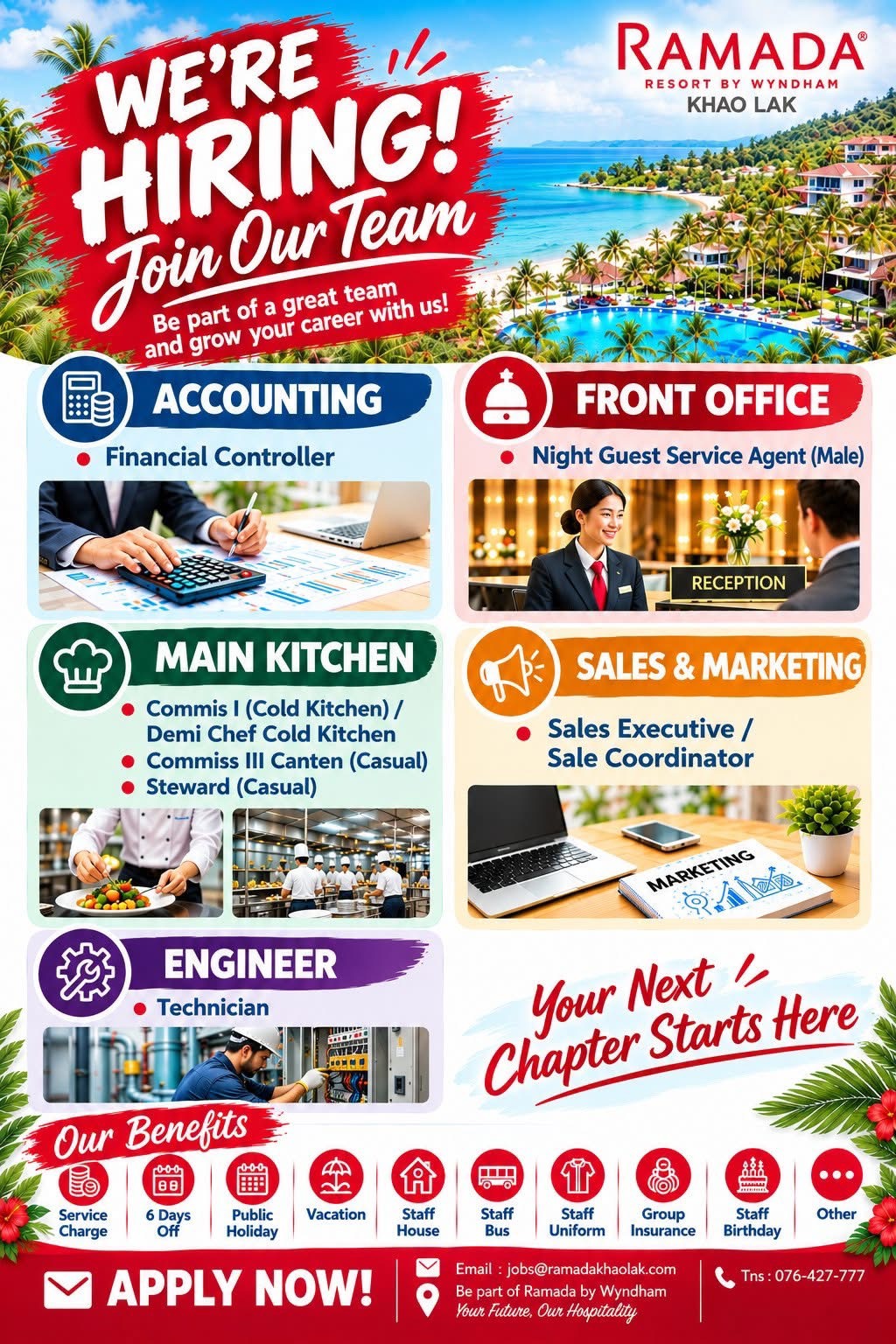 Ramada Resort by Wyndham Khao Lak เปิดรับสมัครด่วน ณ วันที่ 21-10-2026